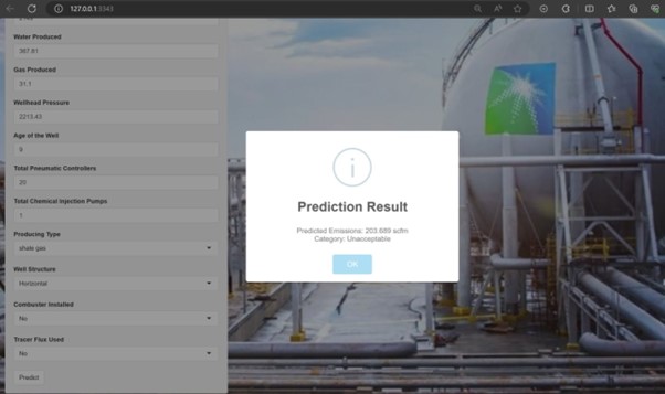 R Shiny app — prediction result